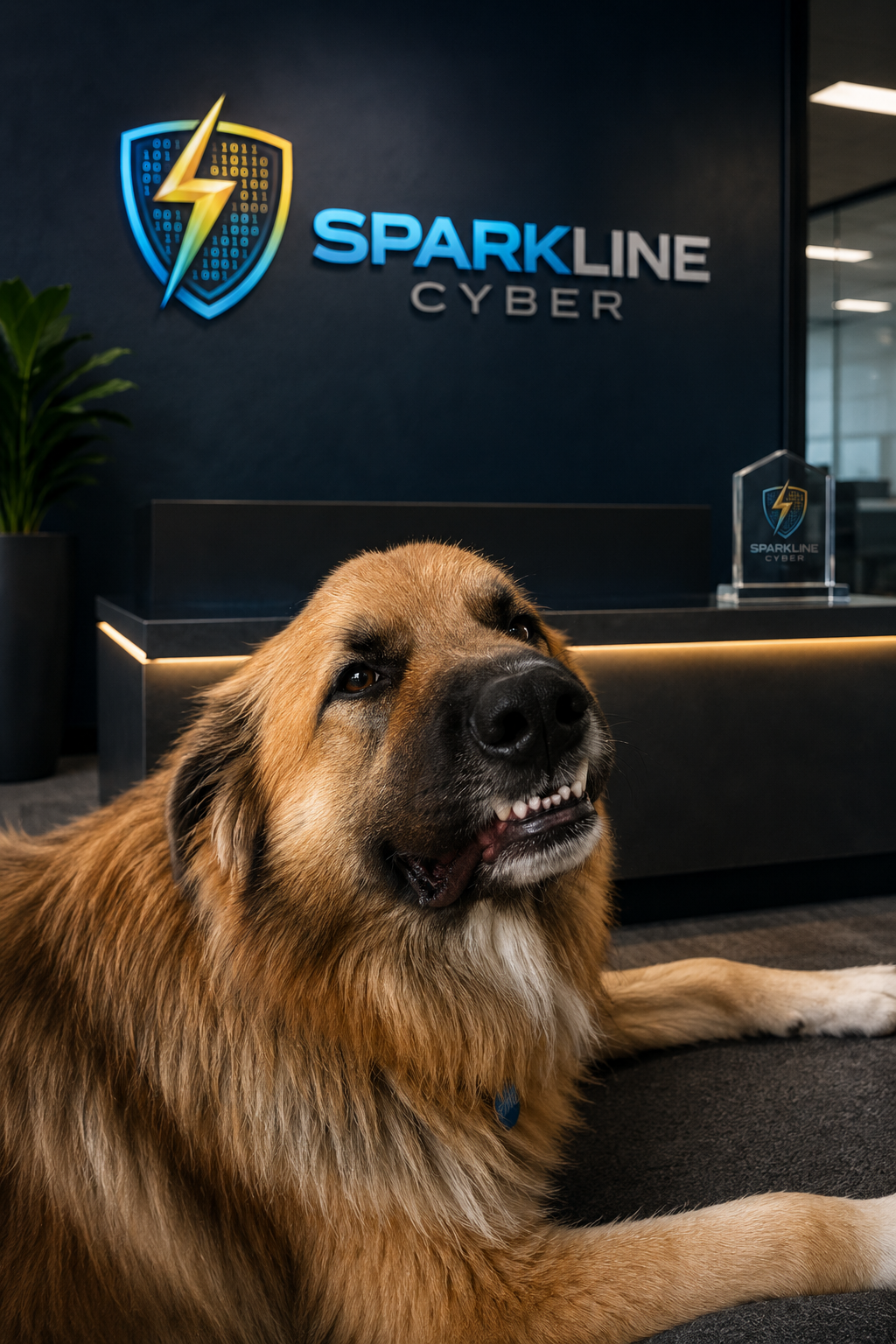 Grim in the Sparkline Cyber office